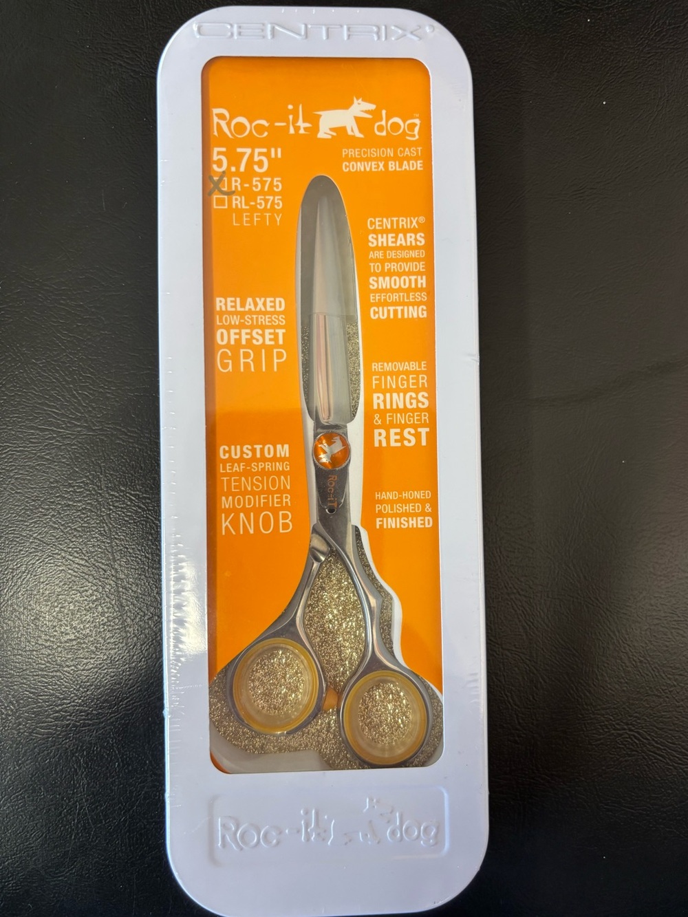 NWT Roc-it Dog 5.75" Lefty Shears - Silver with Gold Accents right handed.